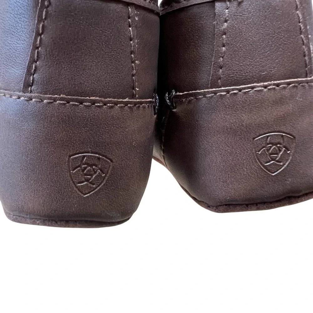 NWT Ariat Boys Lil' Stompers USA Spitfire Logo Lightweight Brown Blue Shoes Sz 4